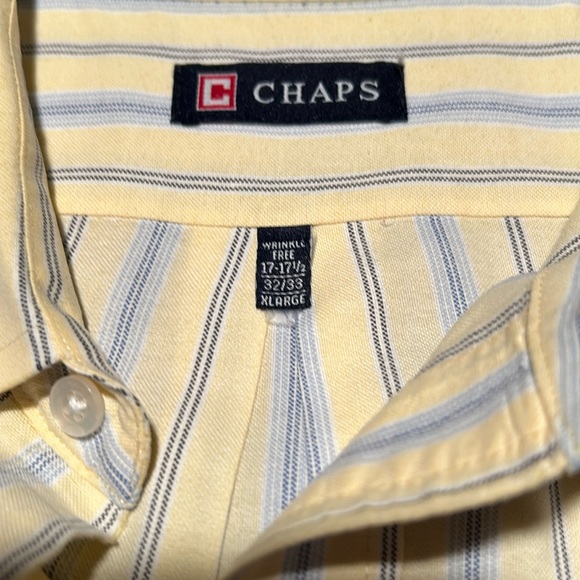 CHAPS Wrinkle Free Dress Shirt 17 or 17-1/2 neck as shown in pic 32-33 sleeve - Picture 5 of 8